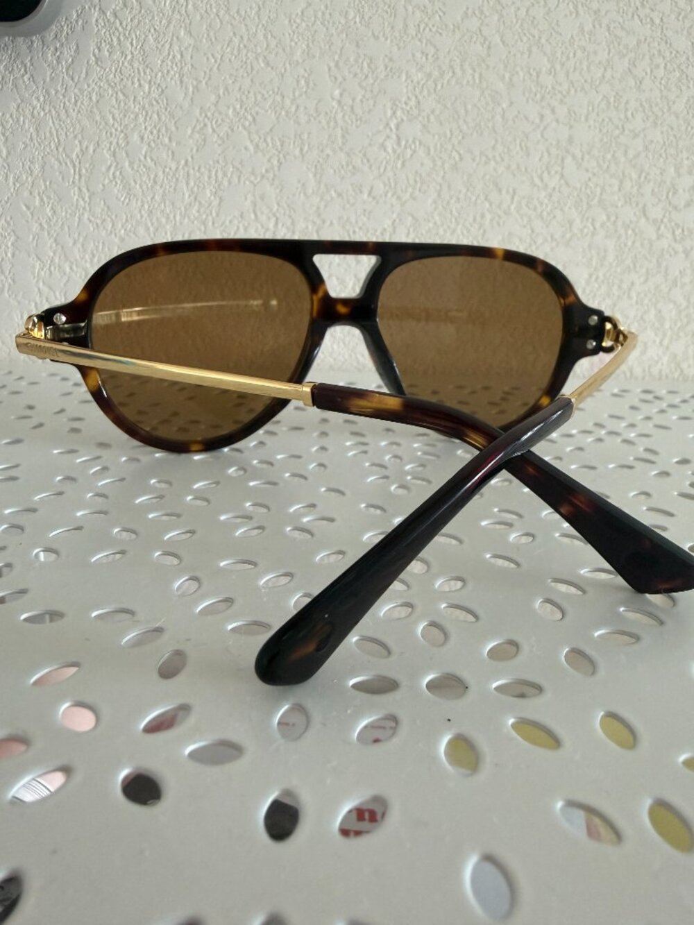 NWT CHANEL Tortoiseshell Aviator Sunglasses Gold CC Hardware NEW Authentic - Picture 11 of 12